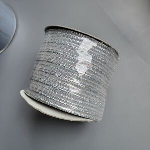 NWOT C&G Silver Glittery Metallic Pinstripe Ribbon